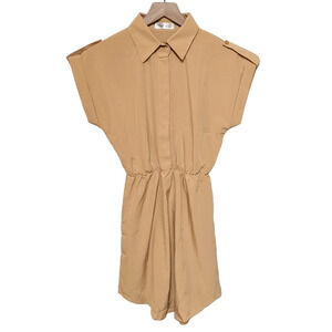Singwing Beige Roll Tab Sleeve Shirt Dress Size 6